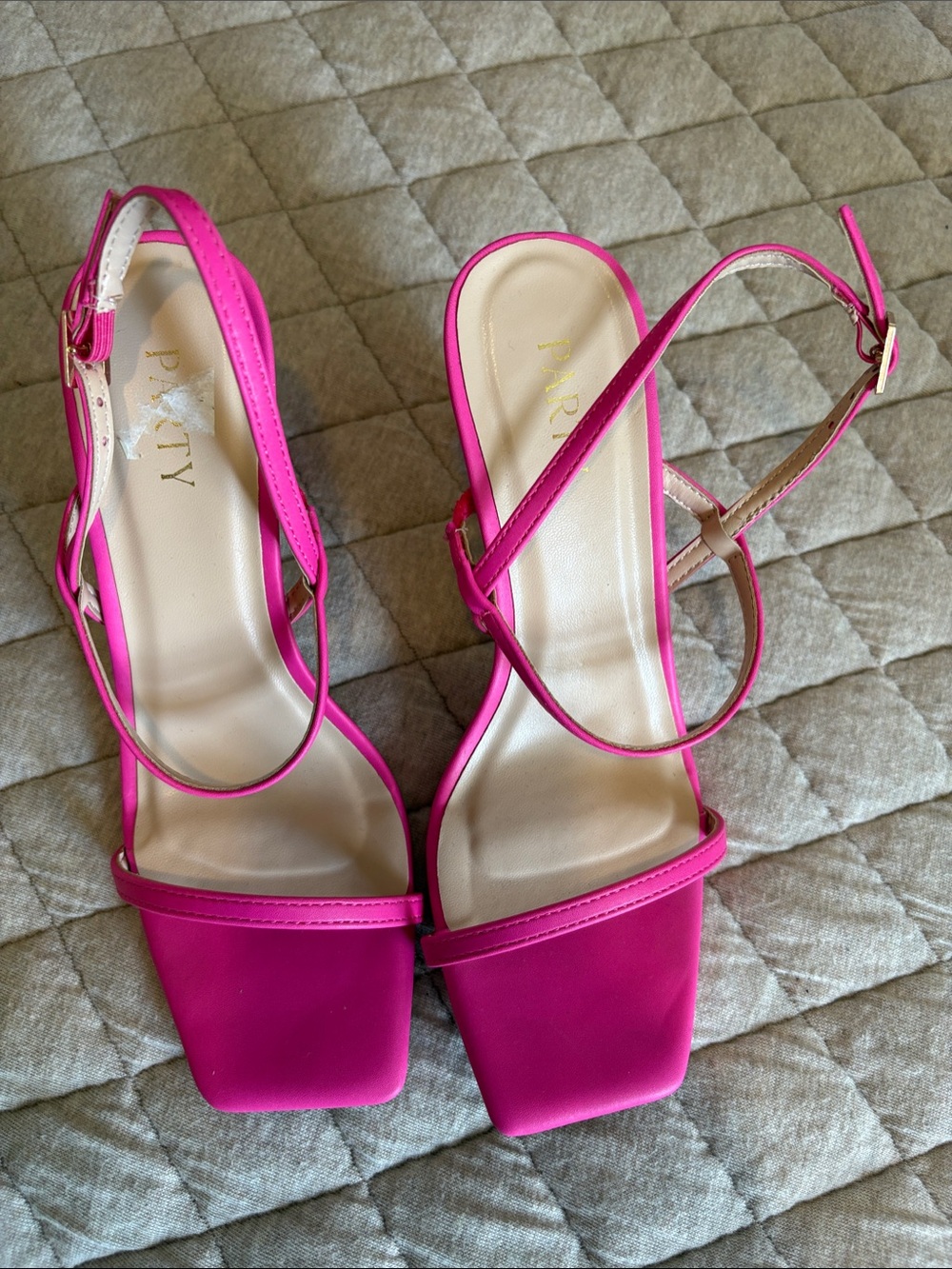 Party Hot Pink Strappy Square-Toe Women's Heels